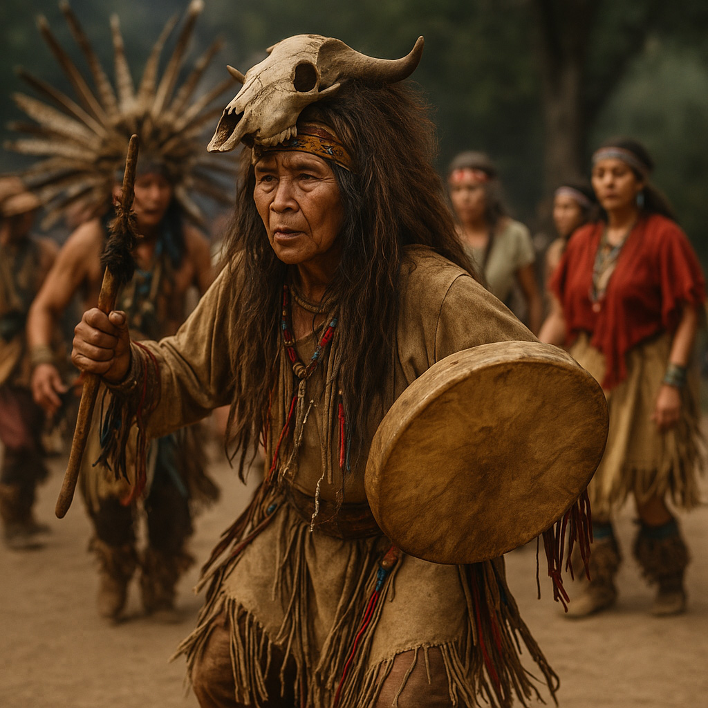 Shamanic sound ritual with rhythmic movement